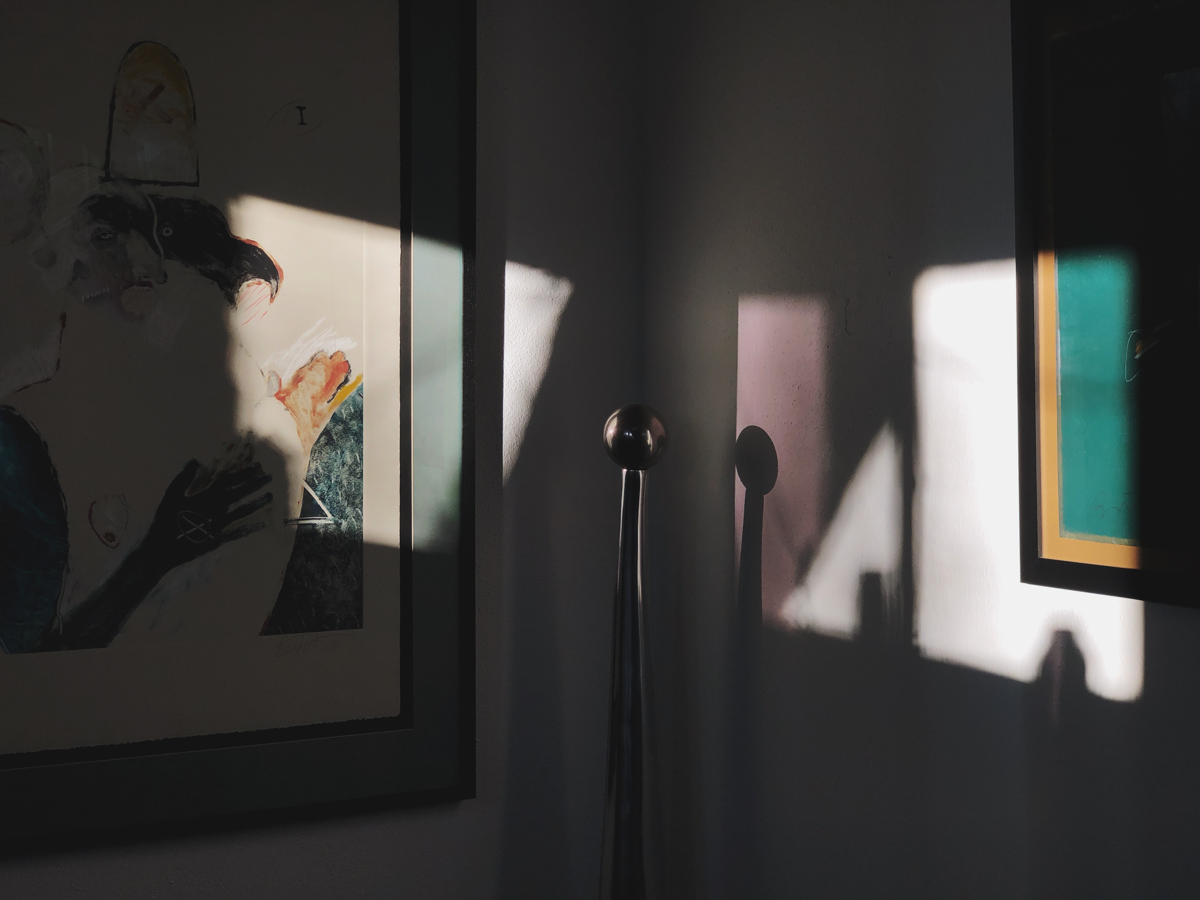 Light and shadow on artwork