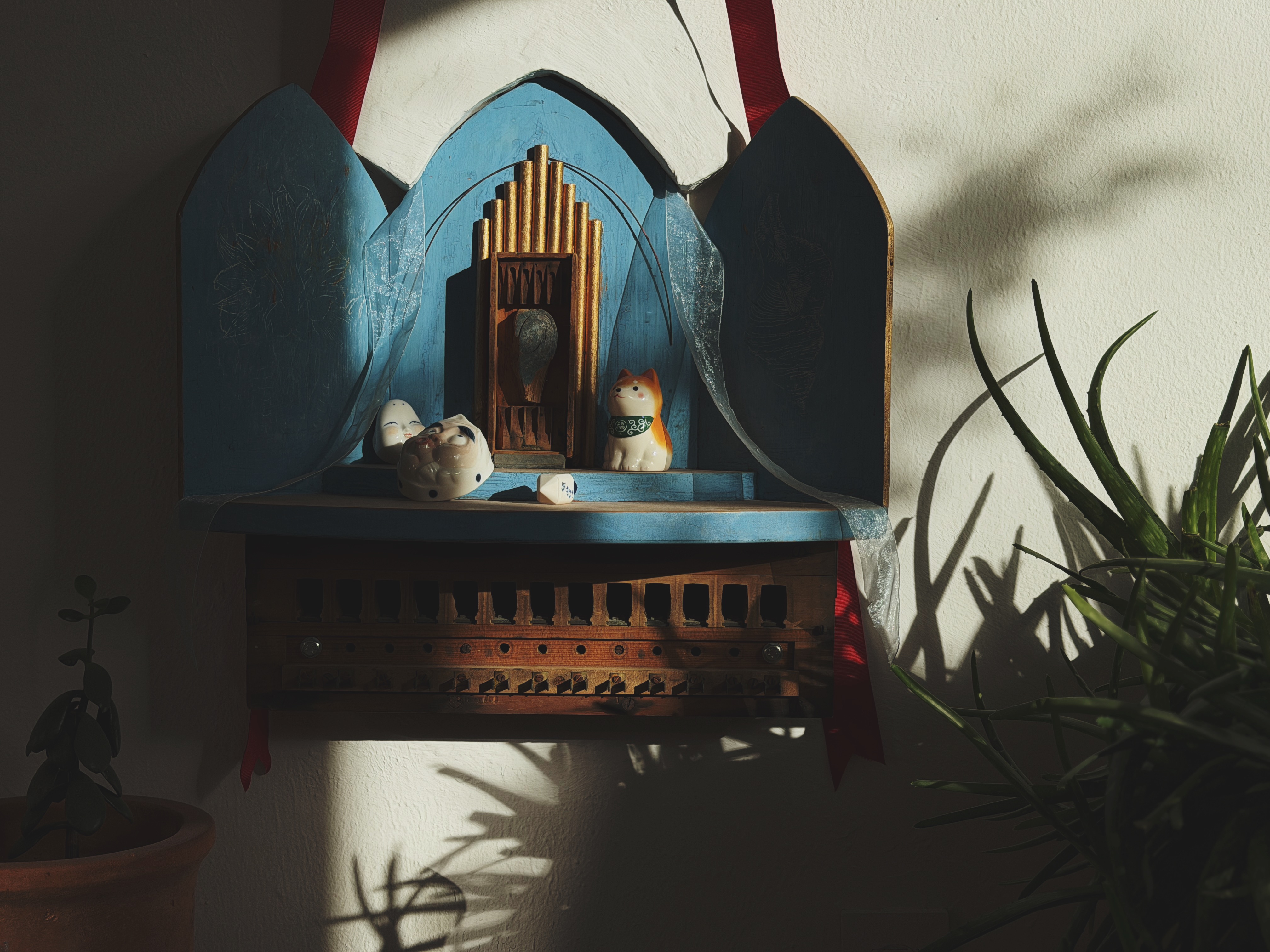 Blue altar shelf