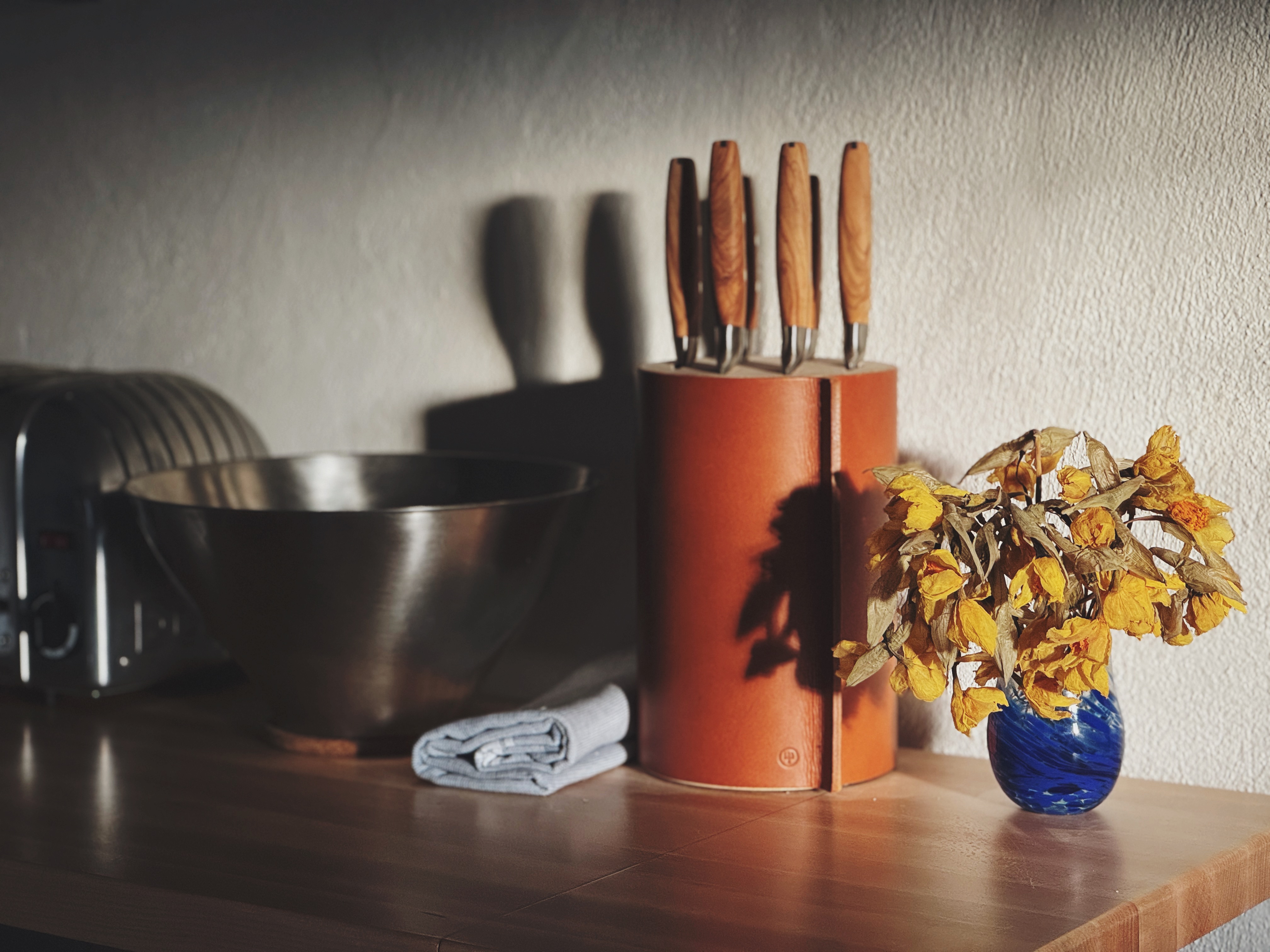 Kitchen counter with dried flowers